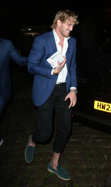 , Logan Paul leaves Chiltern Firehouse restaurant with stunning singer as YouTube star and boxer holds Polaroid camera