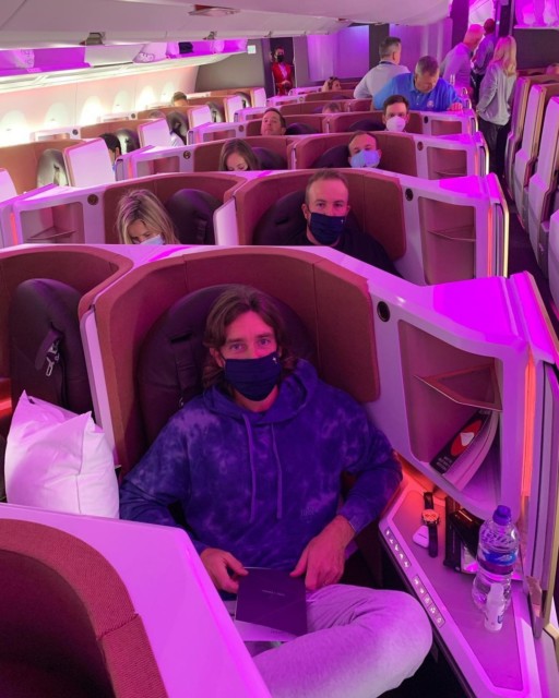 , Europe’s Ryder Cup team board flight to US wearing matching outfits as Westwood and Co prepare for battle this weekend