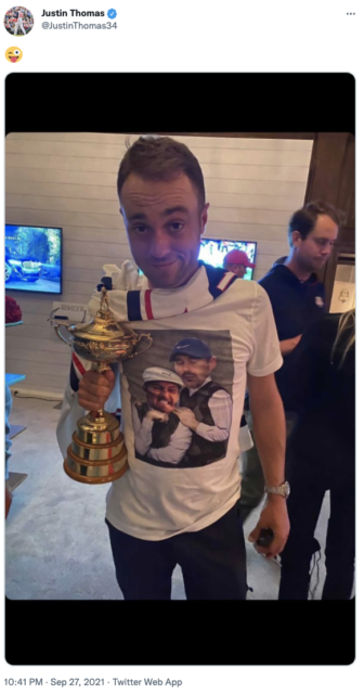 , Bryson DeChambeau shows off Brooks Koepka shirt inspired by film ‘Step Brothers’ after USA pair ended feud at Ryder Cup