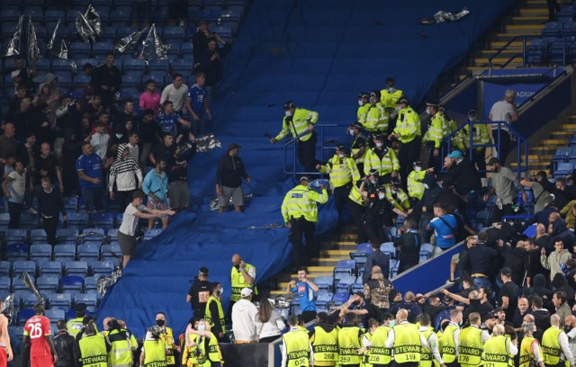, A dozen arrested after Leicester and Napoli fans’ stadium bust-up with bottles thrown belts used as weapons