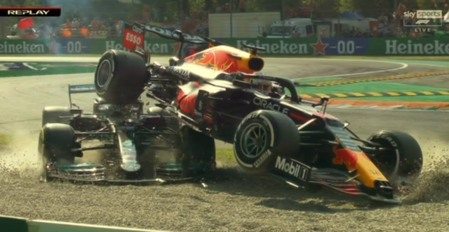 , Lewis Hamilton inches from tragedy as Max Verstappen’s car LANDS on him in terrifying Italian GP crash