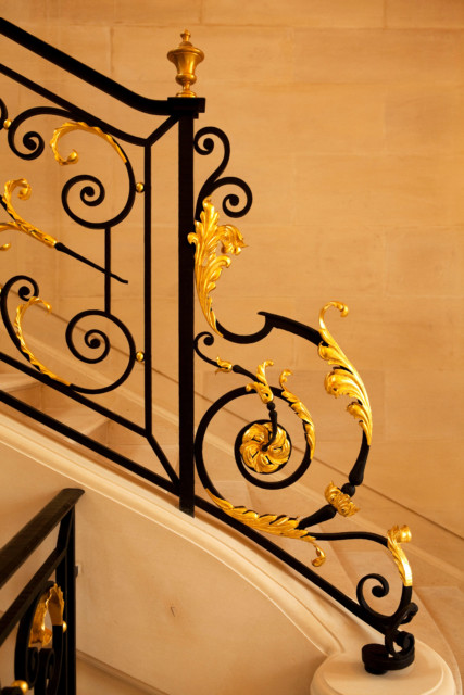 The staircases feature gold leaf 