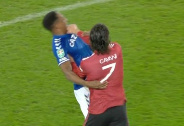 , Man Utd fans hail ‘s*** stirrer’ Cavani after he rushes to defend McTominay in mass row with Everton stars