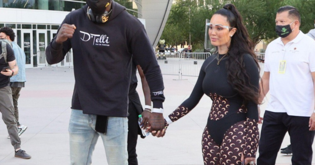 , Deontay Wilder wears hoodie promoting his fiancee Telli Swift’s perfume in Las Vegas ahead of Tyson Fury showdown