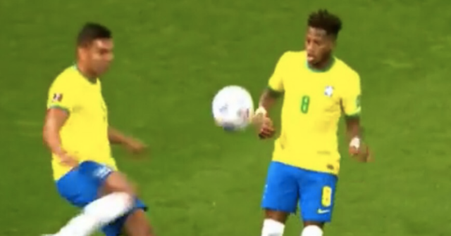 , Watch as Real Madrid ace Casemiro boots ball into Man Utd star Fred’s FACE during Brazil’s 1-0 win against Colombia
