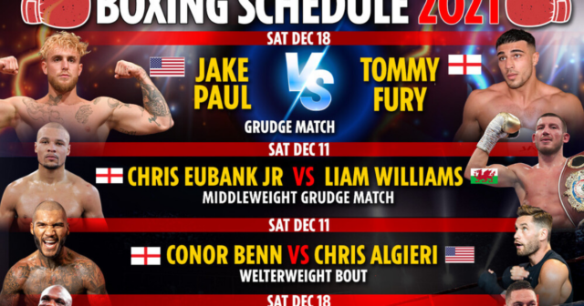 , Boxing schedule 2021: Upcoming fights including Jake Paul vs Tommy Fury – Conor Benn &amp; Vasyl Lomachenko also in action
