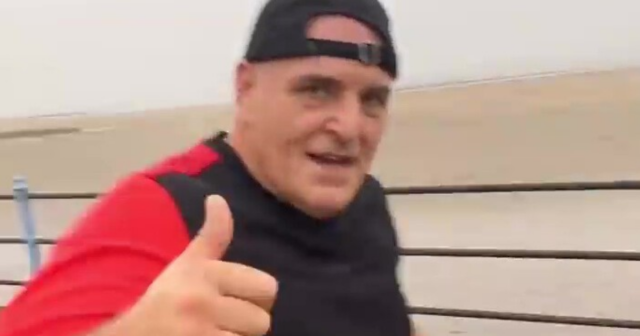 , Tyson Fury jogs along drizzly Morecambe beach with Joseph Parker, dad John and bro Tommy ahead of big Jake Paul fight