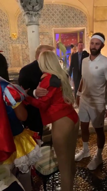 , Dustin Johnson and Paulina Gretzky party with Donald Trump at Halloween bash as model dresses as Baywatch lifeguard