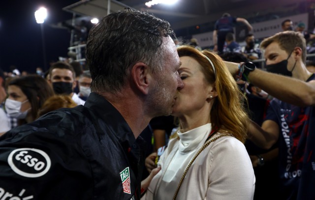 , Loved-up Christian Horner hugs Spice Girl wife Geri as duo celebrate Red Bull ace Max Verstappen’s historic F1 title win