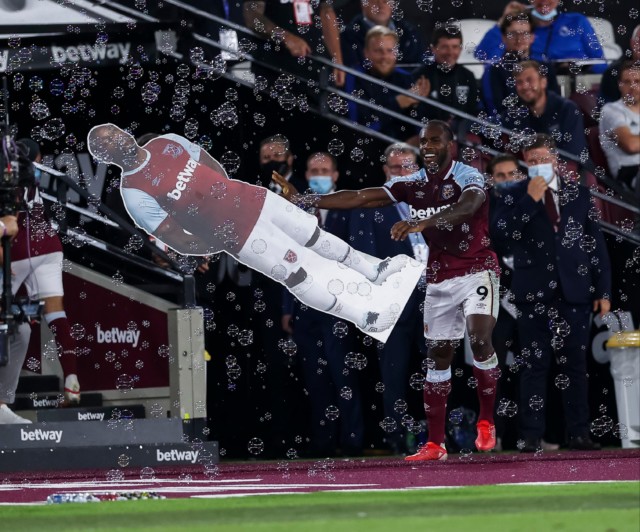 West Ham striker celebrated with a cardboard cut-out of himself against Leicester
