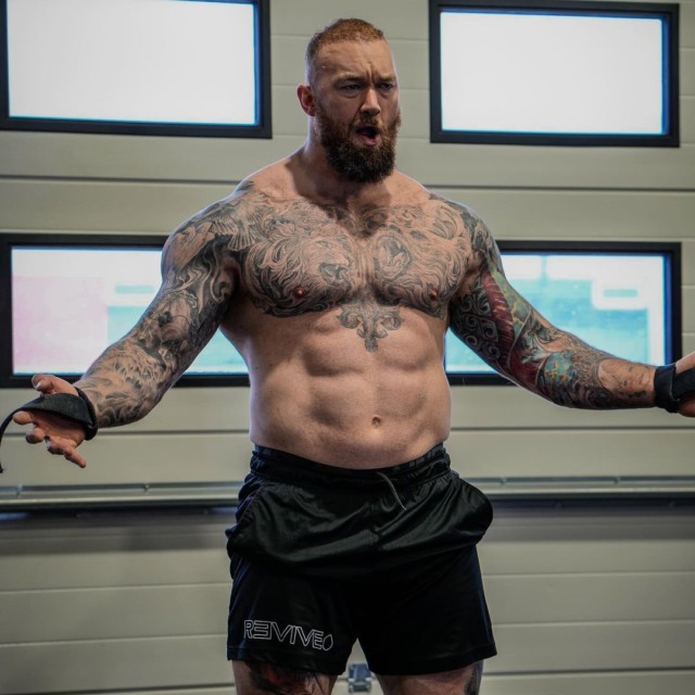 , Tyson Fury meets his match as he poses with Game of Thrones giant Hafthor Bjornsson ahead of his fight with Eddie Hall