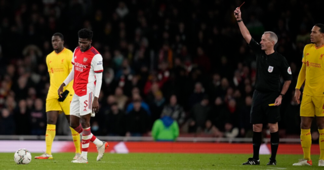 , Thomas Partey sent off just 15 minutes after coming off bench as Arsenal star crashes out of two tournaments in TWO DAYS