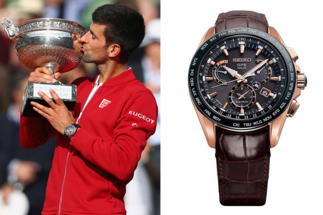 Novak Djokovic wears a £1,500 Seiko Astron GPS Solar Dual Time