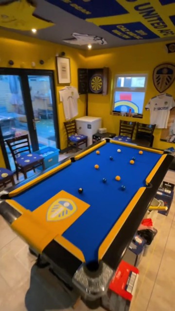 , ‘I spent thousands building a man cave in my garden to watch Leeds… it has a pool table, bar and only took two weeks’