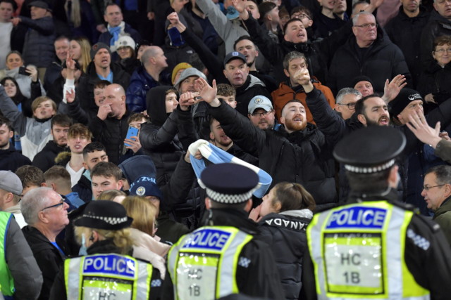 , Man City face FA probe as three fans hauled off pitch and others fight with police in stands during Southampton draw
