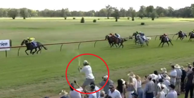 , Racehorse owner fined for celebrating winner as video shows him spraying beer and falling over