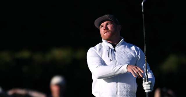 , Watch Canelo Alvarez hit incredible shot just inches from hole in one as host of celebs play at Pebble Beach Pro-Am