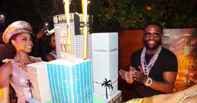 , Inside Floyd Mayweather’s birthday party as bikini-clad women carry giant cake of boxing billionaire’s business empire