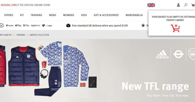 , Arsenal apologise for trolling Tottenham over trophy cabinet on club shop website and remove ‘error’