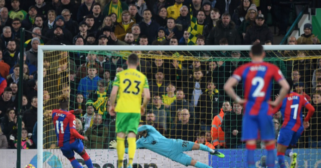 , Watch Wilfried Zaha ‘channel Diana Ross’ as Crystal Palace ace drags horrendous penalty FIVE YARDS wide vs Norwich