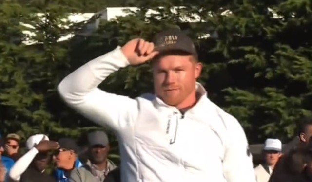 , Watch Canelo Alvarez hit incredible shot just inches from hole in one as host of celebs play at Pebble Beach Pro-Am