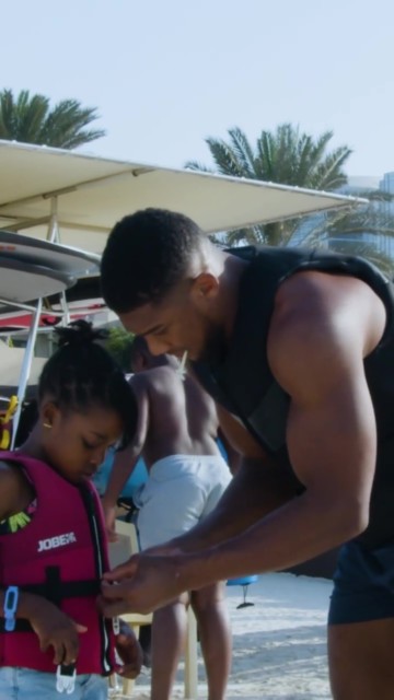 , Anthony Joshua plays the ‘fun uncle’ as he and his family enjoy day of watersports on holiday before Usyk rematch