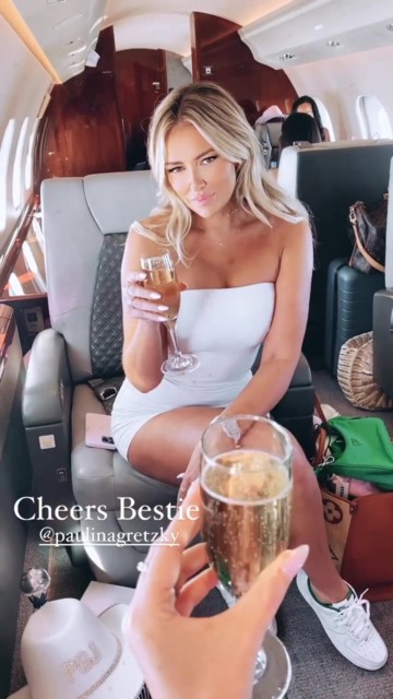 , Inside Paulina Gretzky’s bachelorette party as Dustin Johnson’s fiancee sips champagne on jet to luxury St Barts villa