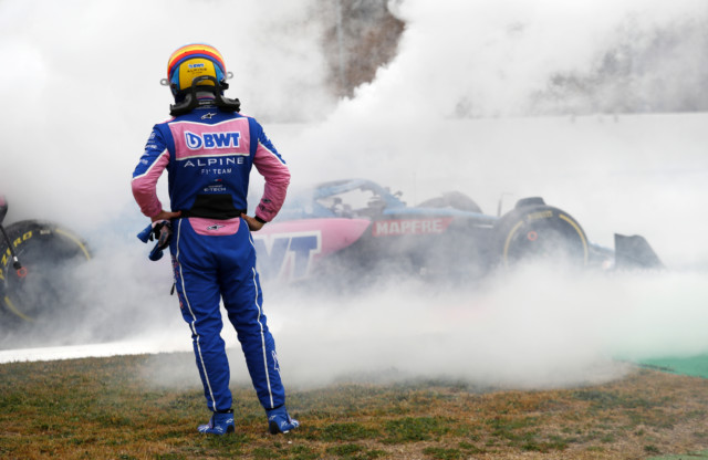 , Alpine driver Fernando Alonso forced to abandon car after it goes up in smoke during F1 testing