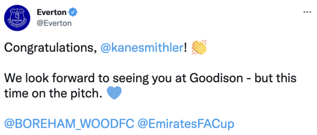 , Watch Boreham Wood hero – and Everton fan – Kane Smith celebrate sealing Goodison tie in Tony Hibbert shirt after upset