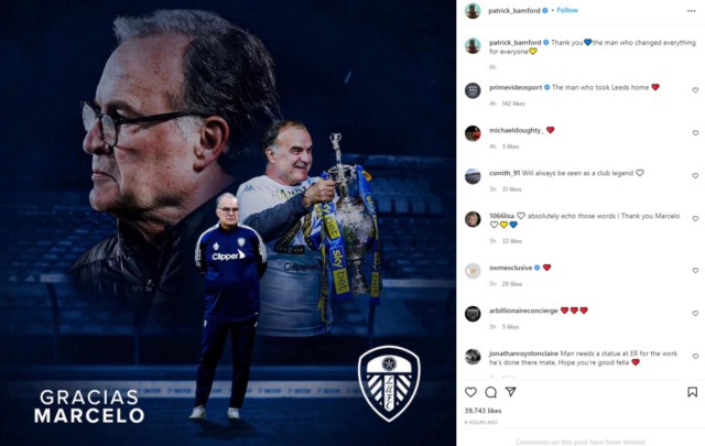 , ‘You helped me grow’ – Leeds stars post emotional goodbyes to Marcelo Bielsa as fans pay tribute to axed boss at ground