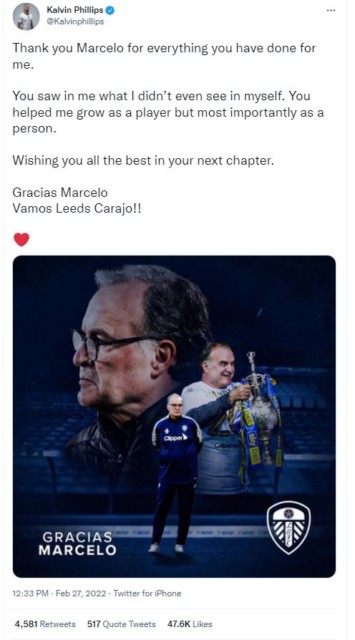 , ‘You helped me grow’ – Leeds stars post emotional goodbyes to Marcelo Bielsa as fans pay tribute to axed boss at ground