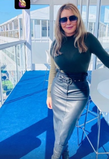 , Carol Vorderman, 61, looks amazing in leather skirt and sheer top as she arrives at final day of Cheltenham Festival