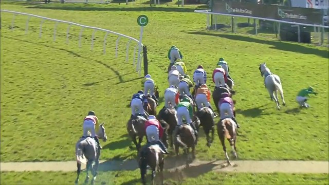 , Bizarre moment jockey Hugh Nugent gets thrown off horse Achille in Midlands Grand National in rare accident