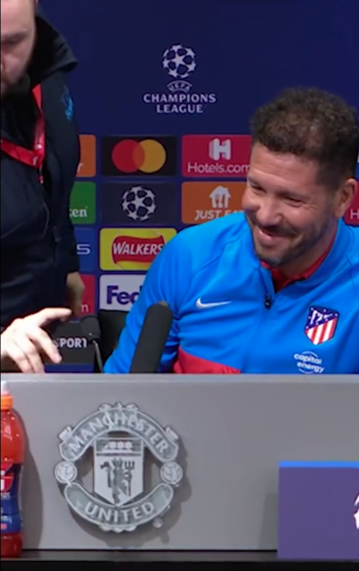 , Watch Diego Simeone wind up cameraman by removing MUTV microphone at press conference ahead of Man Utd vs Atletico