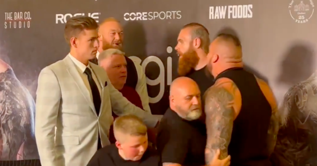 , Hafthor Bjornsson and Eddie Hall FORCED APART after strongmen almost clash over jibe about Game of Thrones giant’s mum