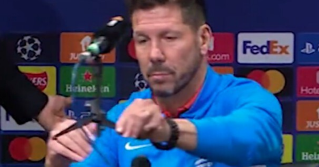 , Watch Diego Simeone wind up cameraman by removing MUTV microphone at press conference ahead of Man Utd vs Atletico