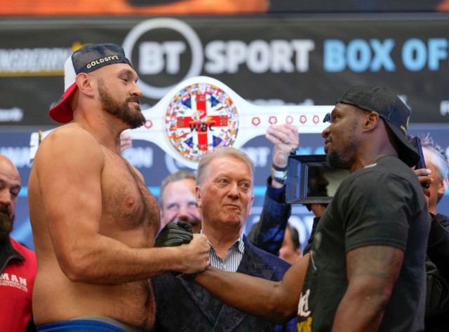 , ‘You know I’m a fat boy!’ – What Tyson Fury told Dillian Whyte after towering over opponent in title fight weigh in