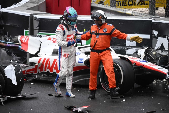 , Mick Schumacher involved in another horror crash as Haas car snaps in HALF in shocking Monaco Grand Prix smash