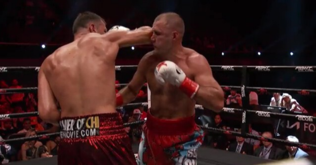 , Watch as Sergey Kovalev smashed in face by ELBOW in cruiserweight points win against Kubrat Pulev’s brother Tervel