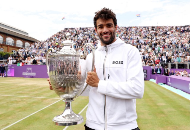 , Sue Barker breaks down in tears after Queen’s champ Berrettini takes mic to pay tribute to outgoing BBC tennis presenter
