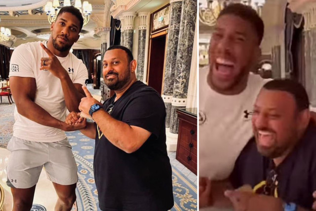 , Anthony Joshua shows off ripped physique with still two months until fight as Brit shows off skills in Saudi Arabia