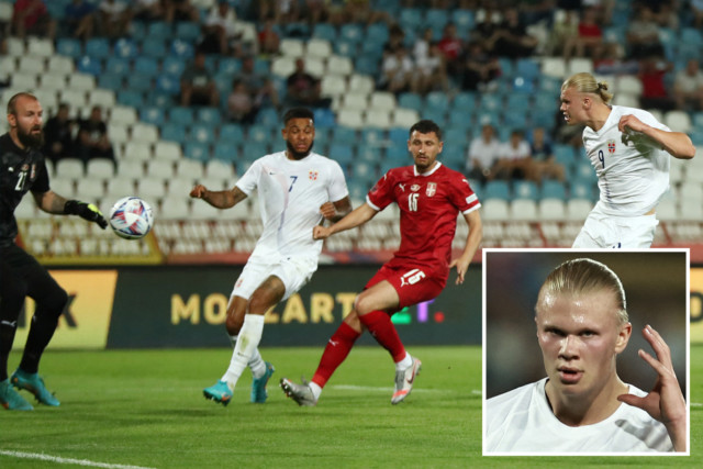 , Erling Haaland listens to Oasis hit Wonderwall as he awaits confirmation on Man City deal after scoring twice for Norway