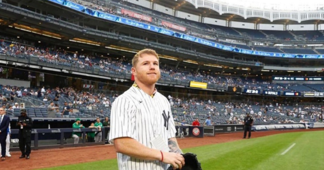 , ‘This rivalry is legendary’ – Canelo Alvarez and GGG go head-to-head as they throw first pitch at Yankee Stadium