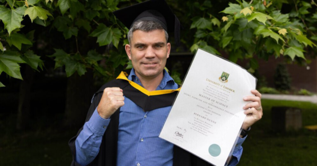 , Irish boxing legend Bernard Dunne all smiles as he graduates with a Masters from University of Limerick