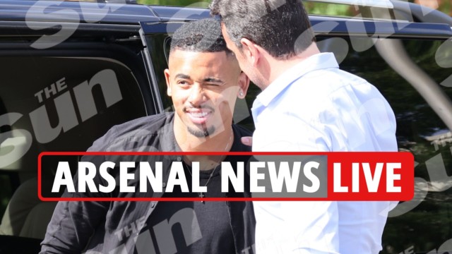 , Gabriel Jesus HUGS Arsenal director Edu as he arrives at hospital for medical ahead of £45m transfer from Man City