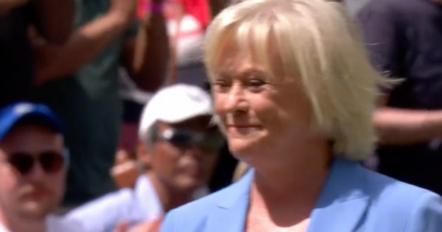 , Sue Barker breaks down in tears on Centre Court as BBC legend recovers from laryngitis to host last Wimbledon