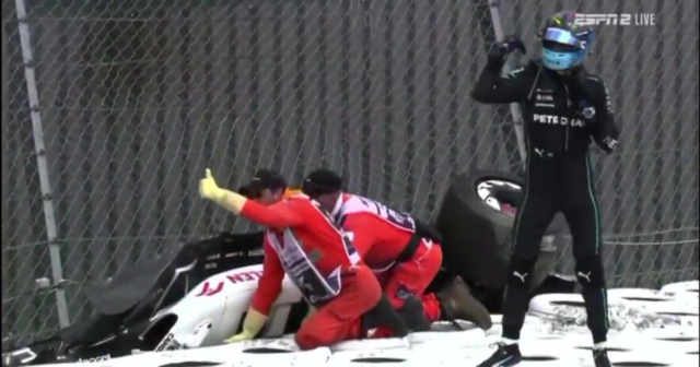 , Watch heroic moment George Russell comes to aid of Zhou Guanyu after ditching Mercedes following horror British GP crash