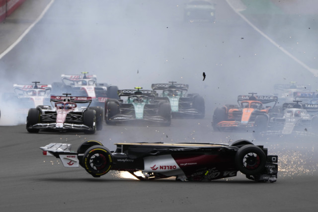 , Zhou Guanyu’s car ROLLS OVER in horrific British GP crash and skids upside down for 200 metres and slams into barriers