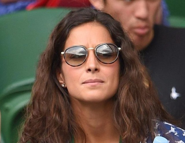 Xisca Perello sen in the stands at Wimbledon watching her partner Rafa Nadal