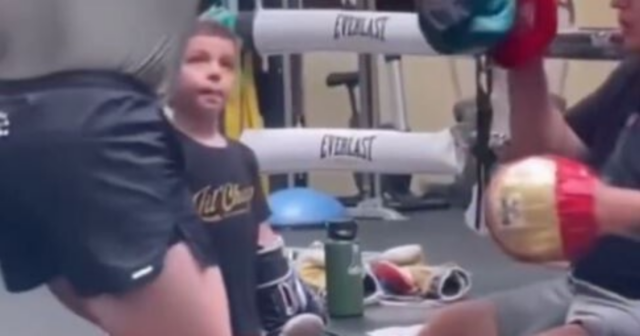 , Boxing legend Canelo Alvarez spotted training his three-year-old son ahead of his trilogy bout with Gennady Golovkin